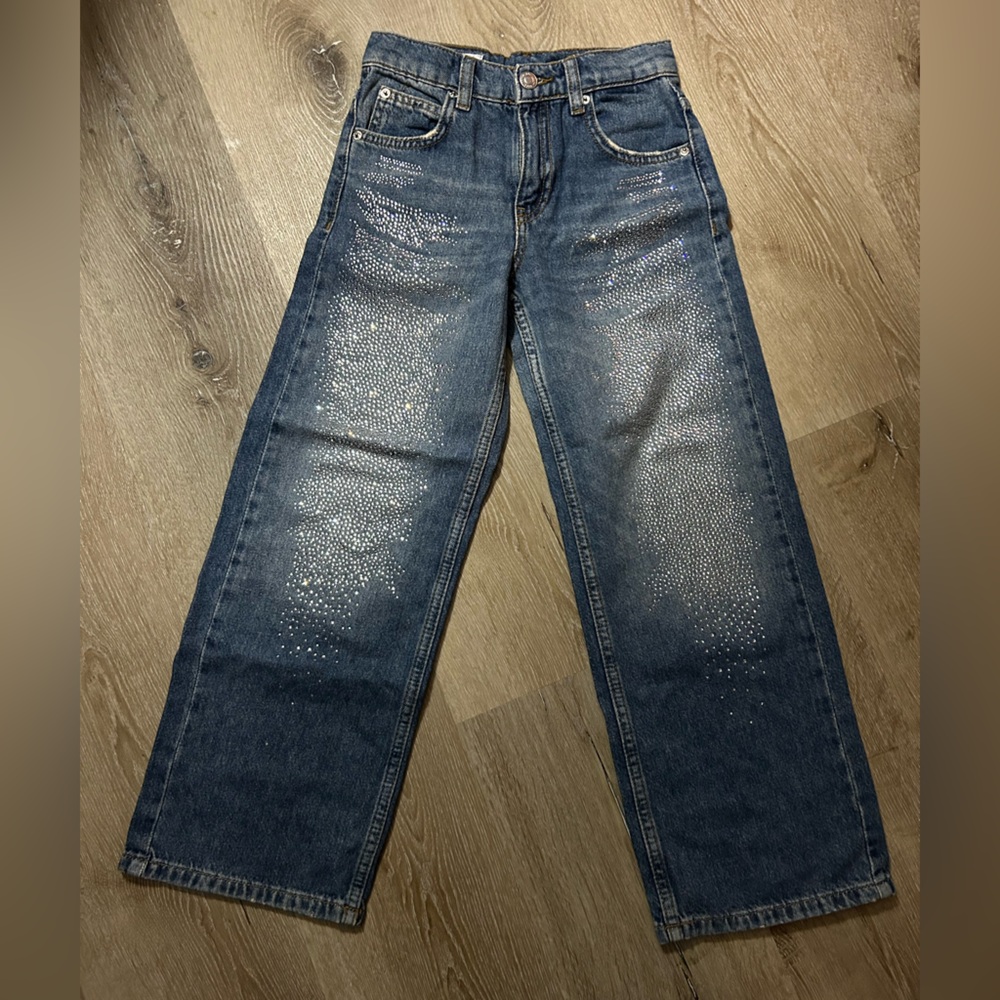 Zara Girls's Bedazzled Wide Leg Jeans